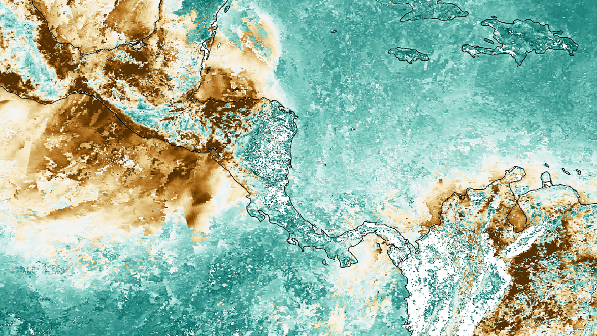 Website image of the Central America Health & Air Quality project from fall 2019 depicting aerosol optical depth derived from NASA Earth observations. Image credit: NASA DEVELOP