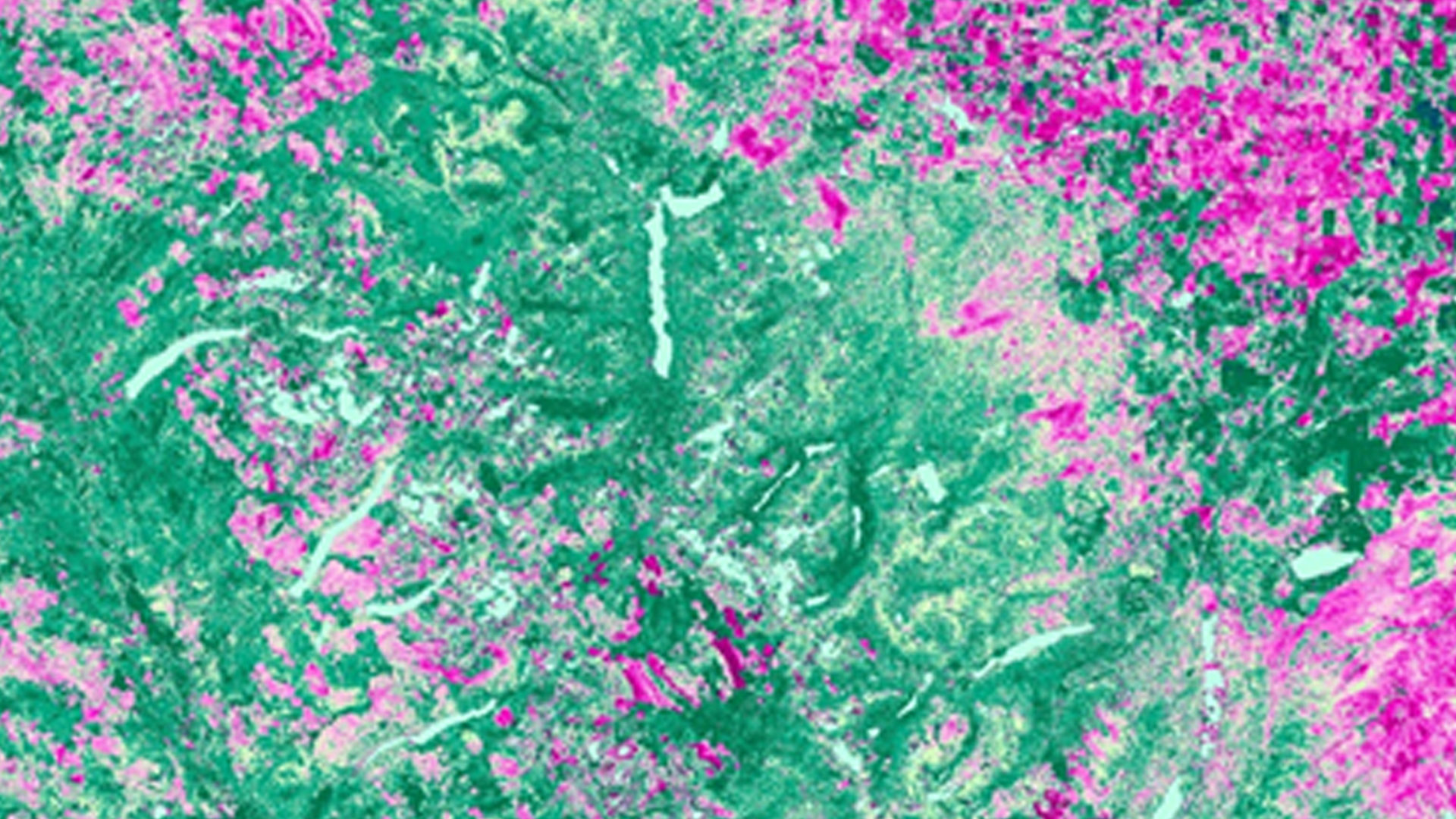∆NDMI image generated from Landsat 8 OLI scenes for the time period of 2014-2016. Image Credit: Glacier National Park Climate Team.