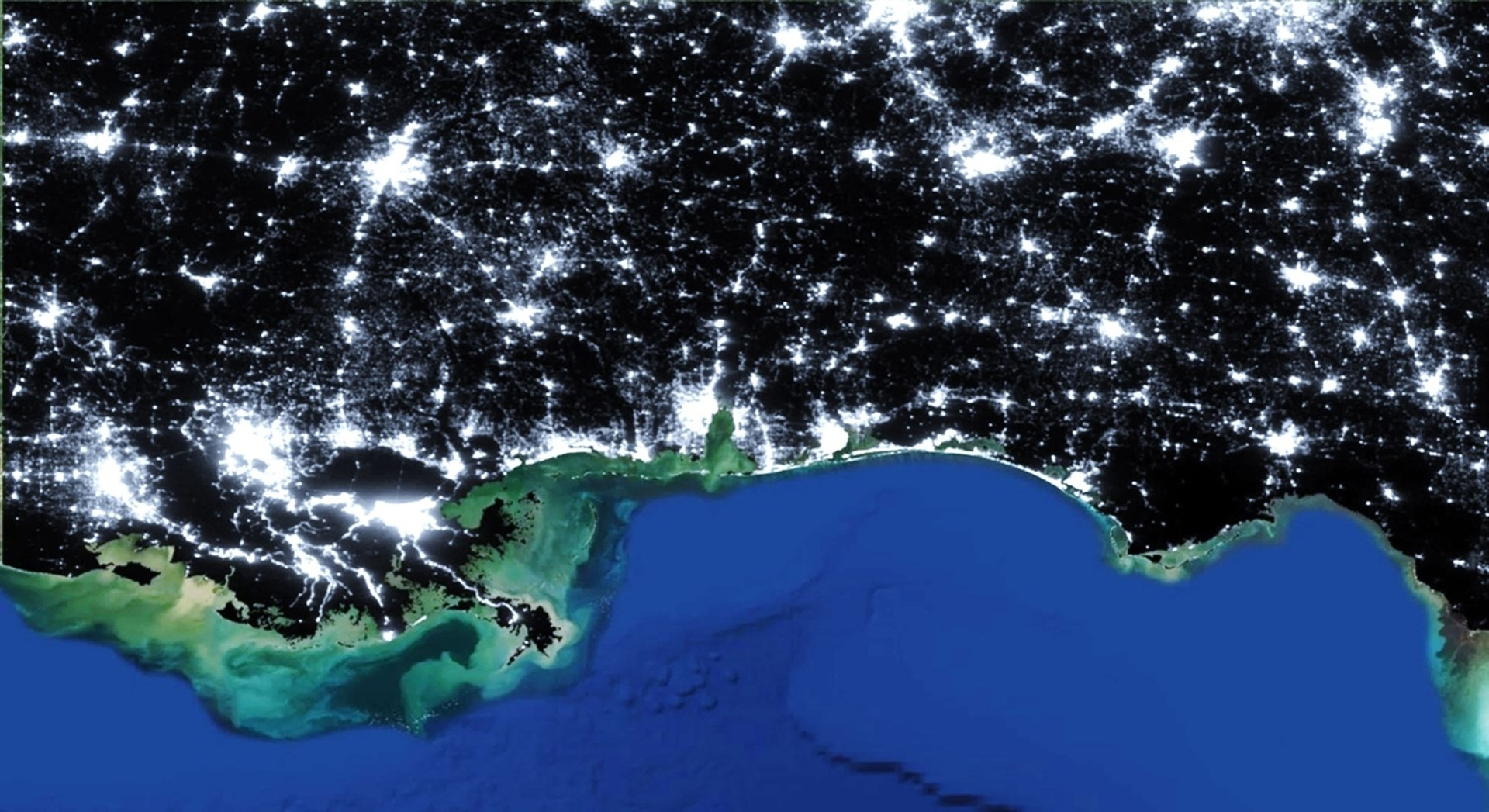 The Skyglow Estimation Toolbox (SET) generates light pollution maps based on Suomi NPP VIIRS Day/Night Band imagery from NCEI’s Earth Observation Group (2014 to 2018). This image captures the skyglow around Gulf Island National Seashore. Lighter areas indicate regions where local stakeholders should implement light pollution reduction measures. SET allows park managers to use NPP VIIRS to estimate skyglow from any location, which in turn informs light pollution management decisions for wildlife conservation and night sky viewing.