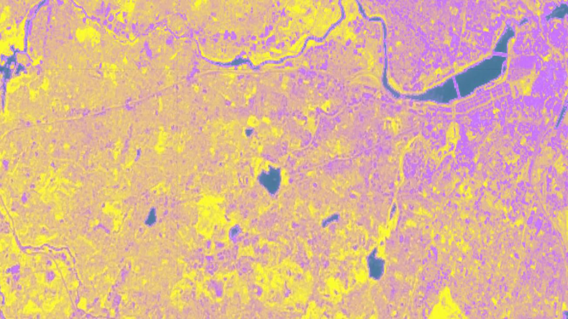 MNDWI calculated from January 1- October 25th, 2020 Landsat 8 OLI imagery using green and short-wave infrared bands (B3 & B5). The image shows the eastern portion of the Charles River watershed, which includes the Boston metro area. Dark blue shades indicate open water features, purple indicates built-up land cover, and yellow indicates vegetation. Flooding will be more prominent near open water features and should be considered during development and resiliency planning. Keywords: MNDWI, Landsat 8, Water, Charles River Watershed, Boston, Trista Brophy, Willow Coleman, Anna Garik, Will Peters