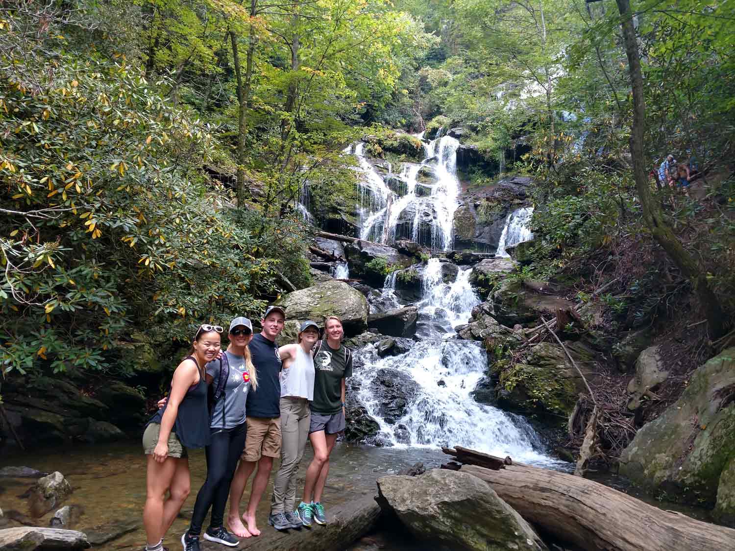 DEVELOP NC team from fall 2017 hiking in the Blue Ridge Mountains.